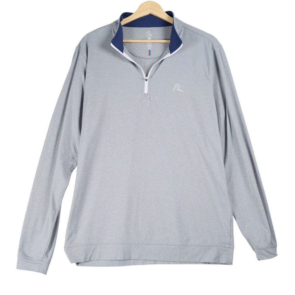 Rhoback Mens Gray Heather Quarter Zip Pullover Long Sleeve Lightweight Size M
